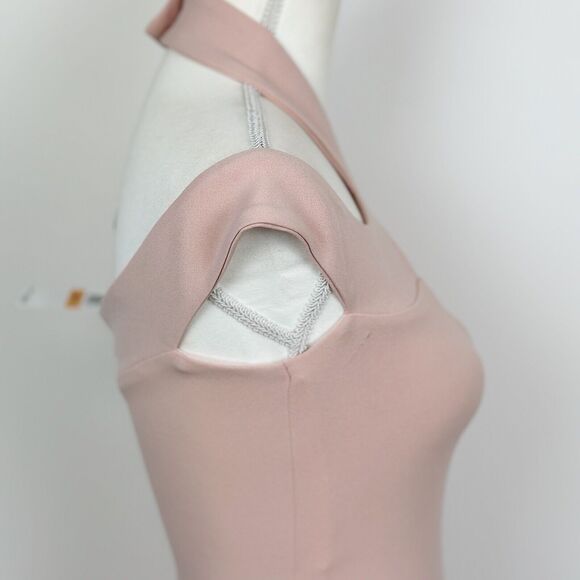 Nookie Hollywood Midi Dress Blush Pink Bodycon Stretch Knit Cocktail Small NWT - Picture 10 of 13